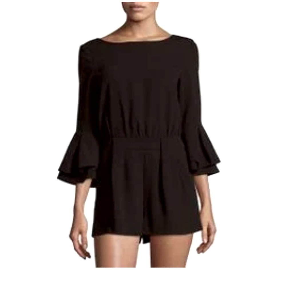 Elegant Black Ruffle Sleeve Jumpsuit
